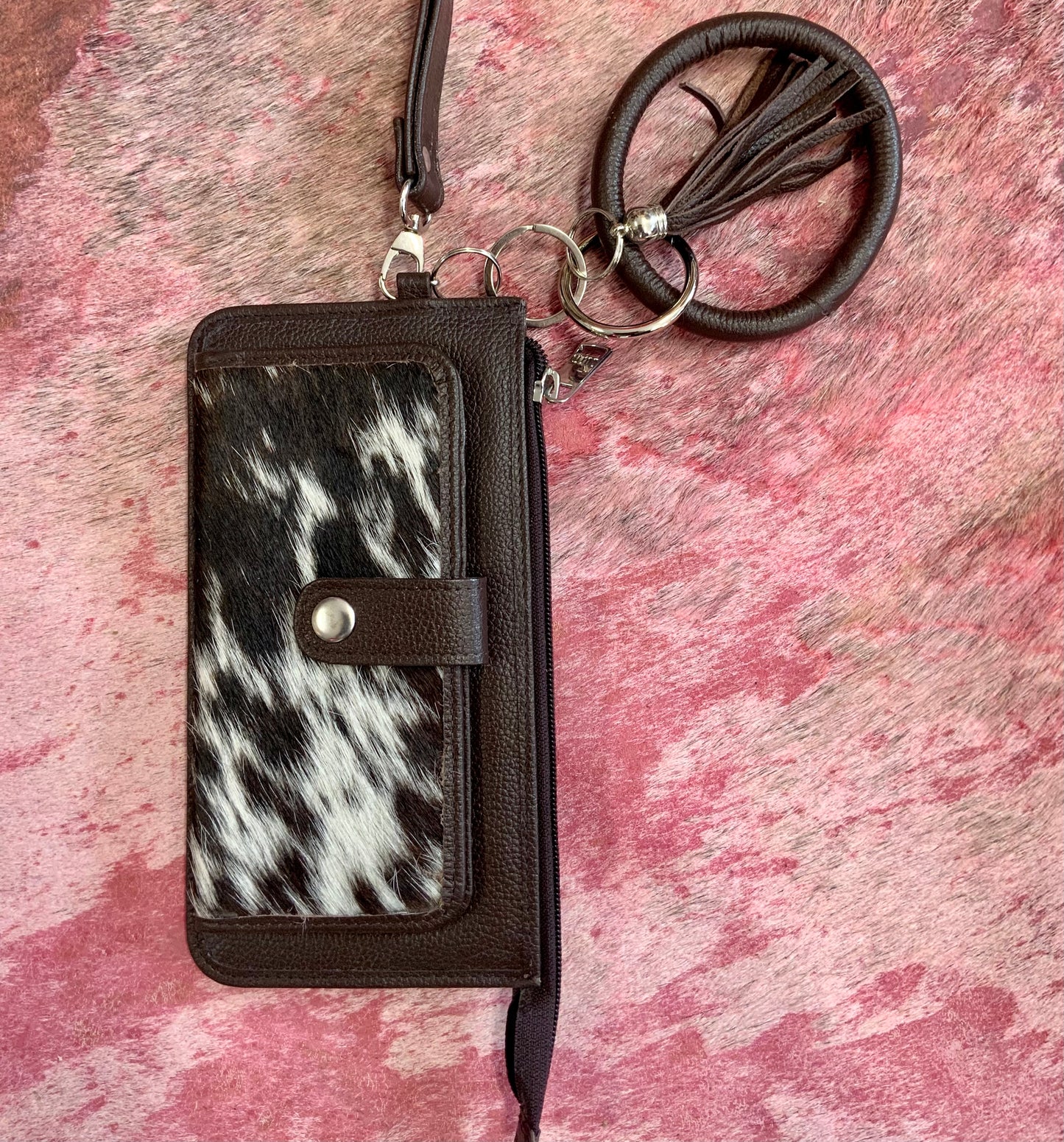 Cowhide Wristlet Wallet