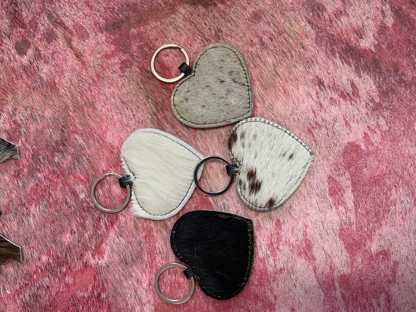 Cowhide Heart Keychain