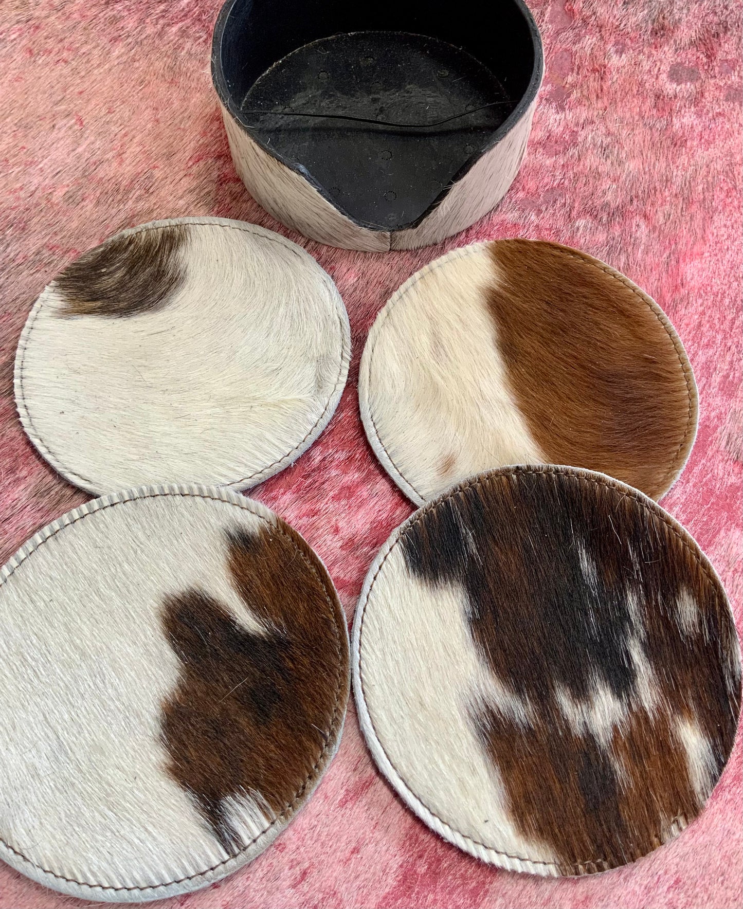 Cowhide Coaster Set