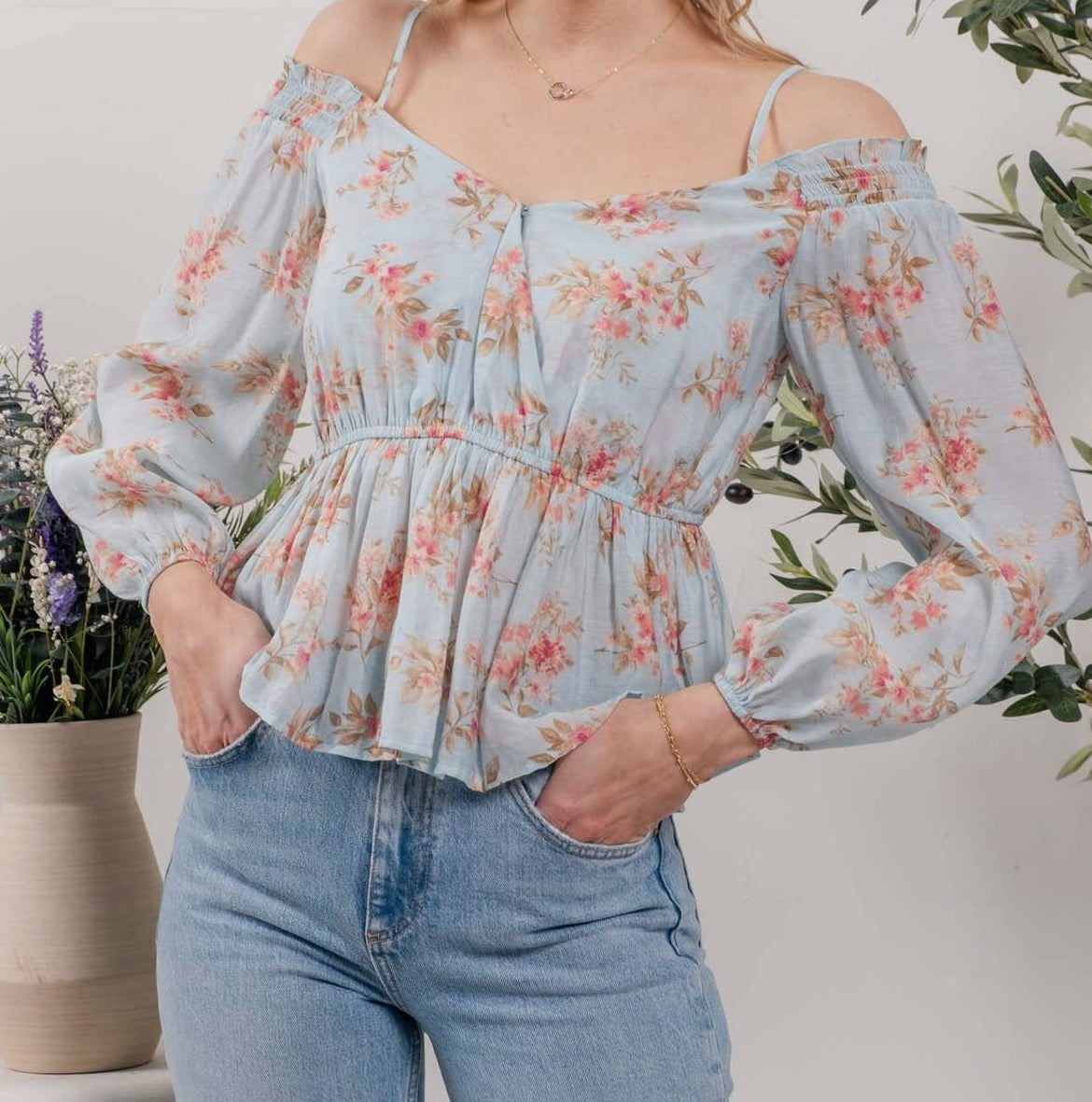 Floral Cold Shoulder Top