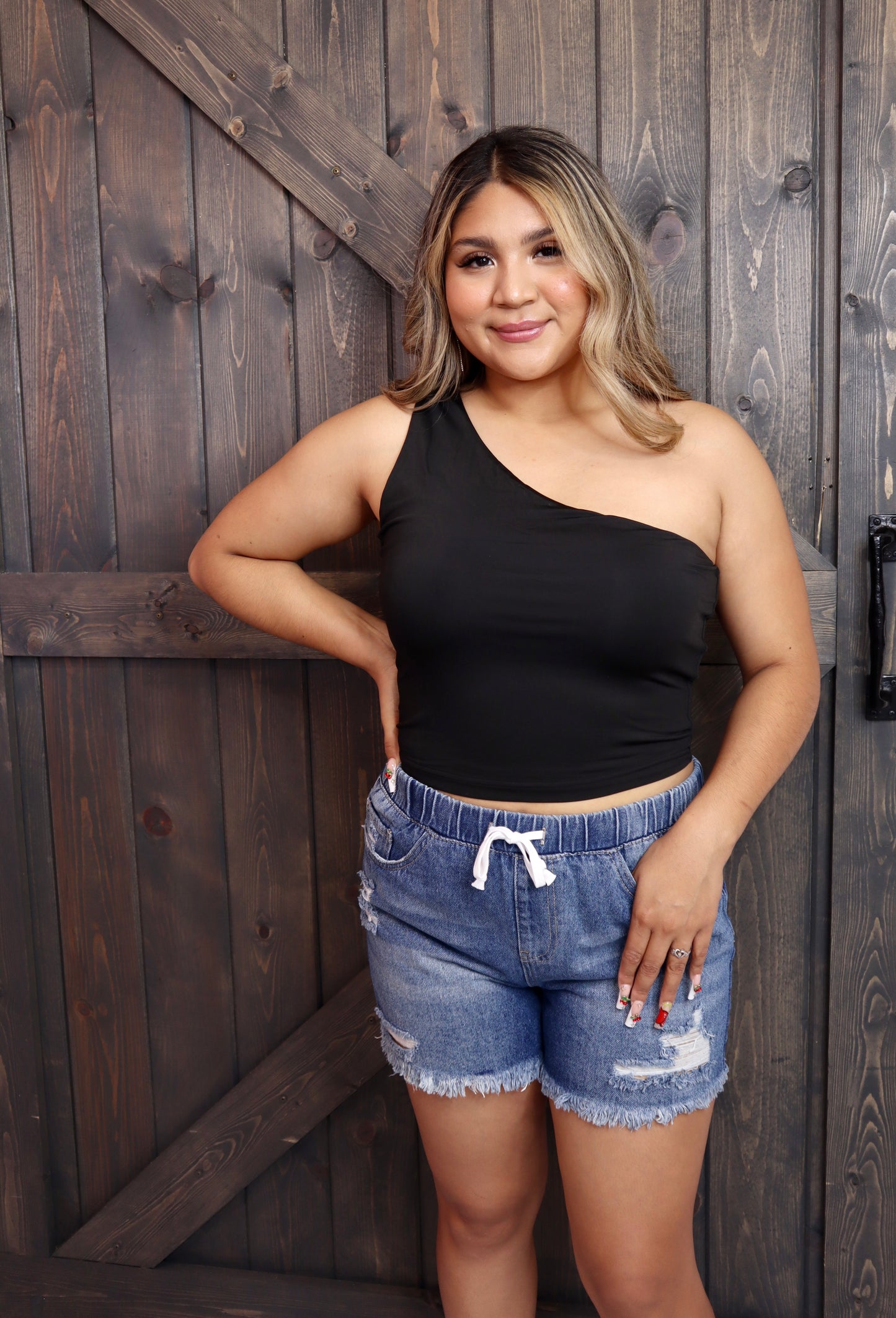 One Shoulder Sleeveless Crop Top