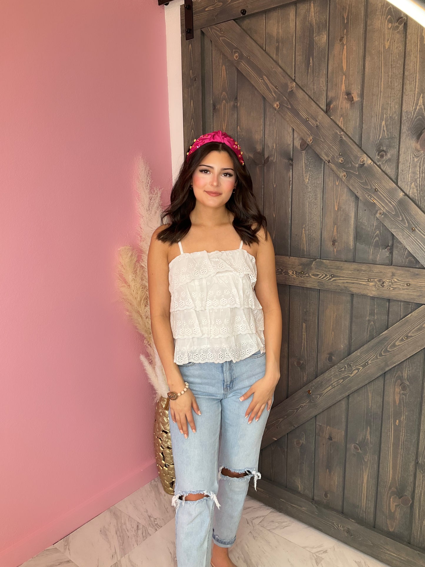 White Ruffle Blouse