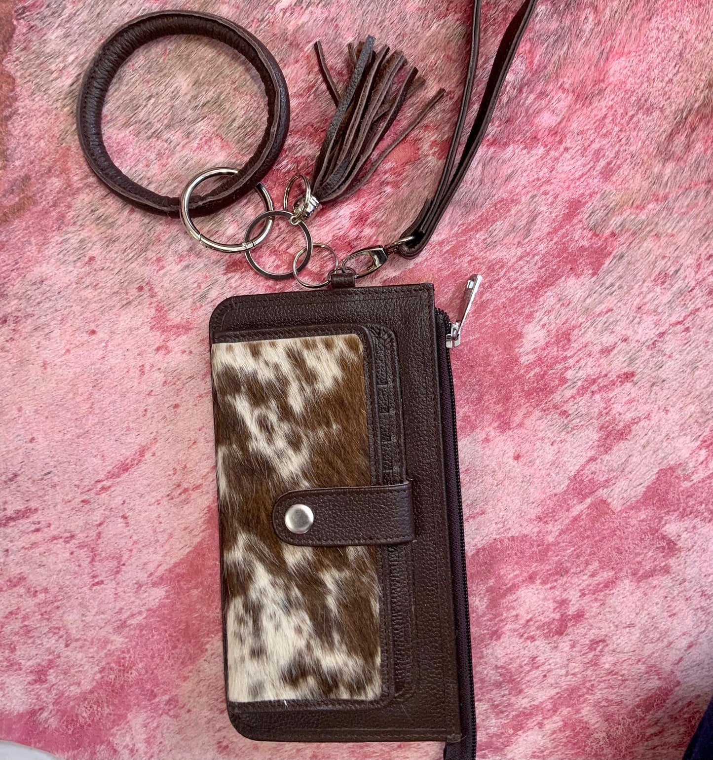 Cowhide Wristlet Wallet