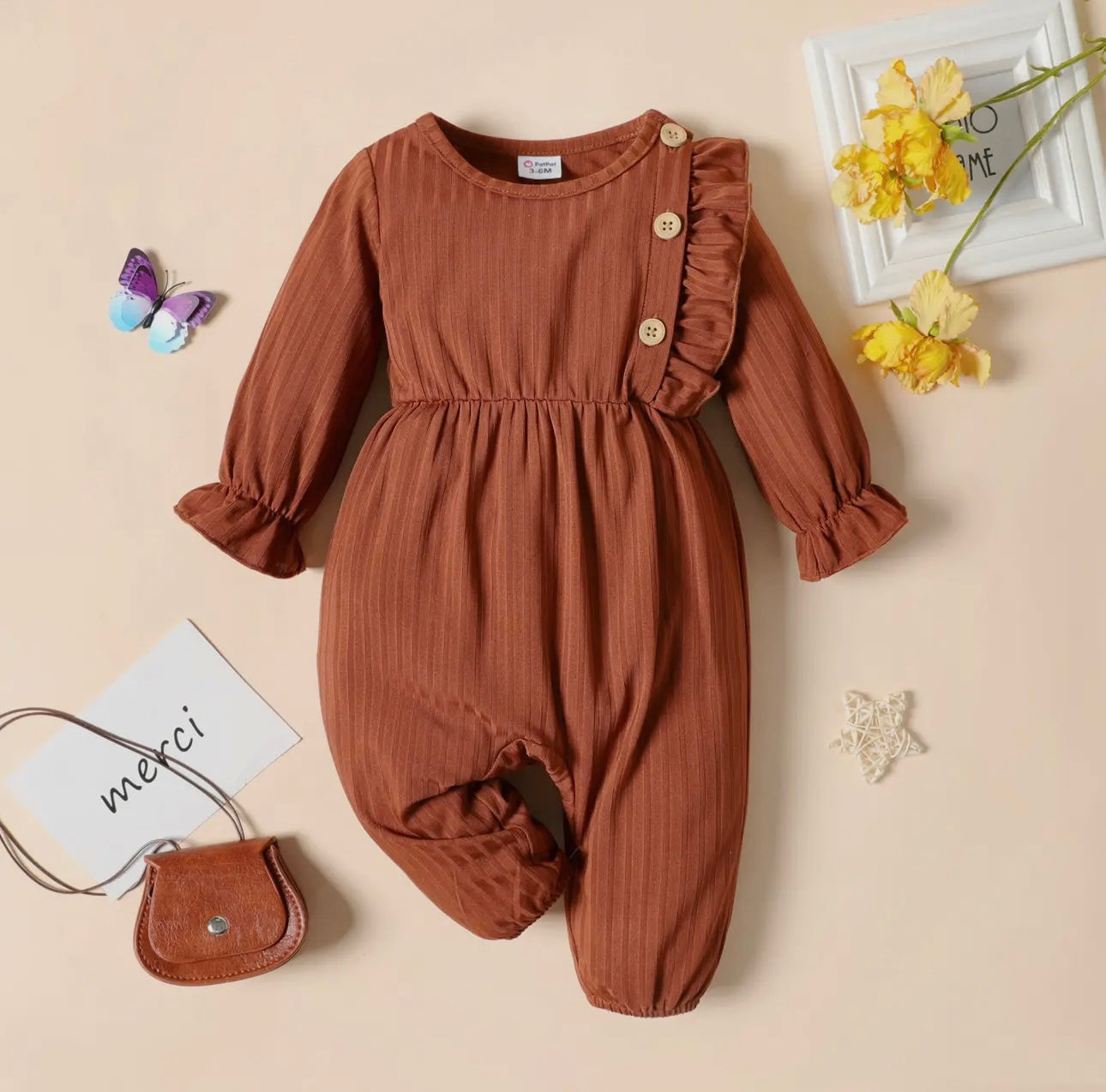 Babygirl Long-Sleeve Ruffle Jumpsuit