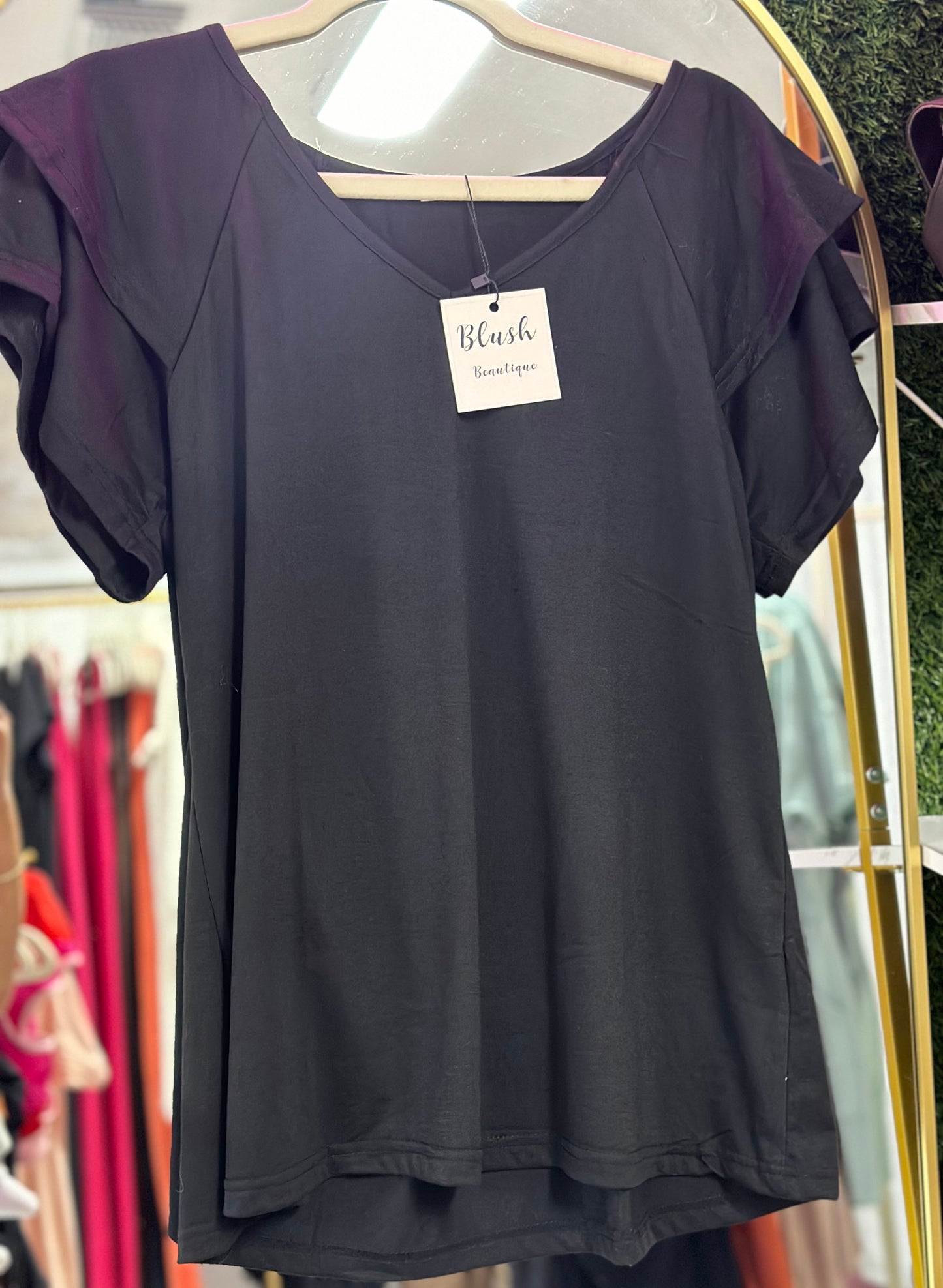 Double Layer Ruffle Sleeves Top