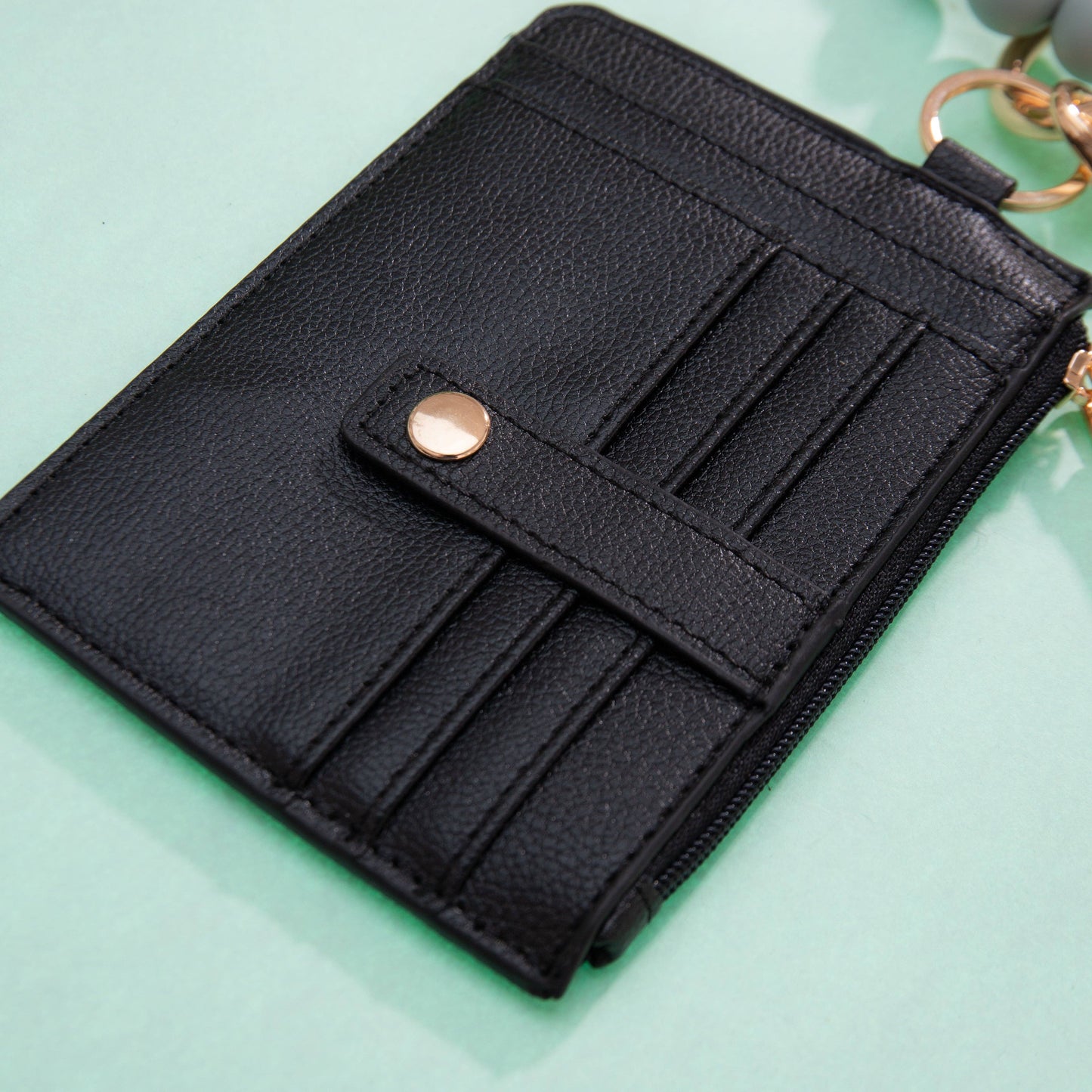 Silicone Beaded Bracelet Card Holder & Case: Black