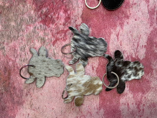 Cowhide Cow Keychain