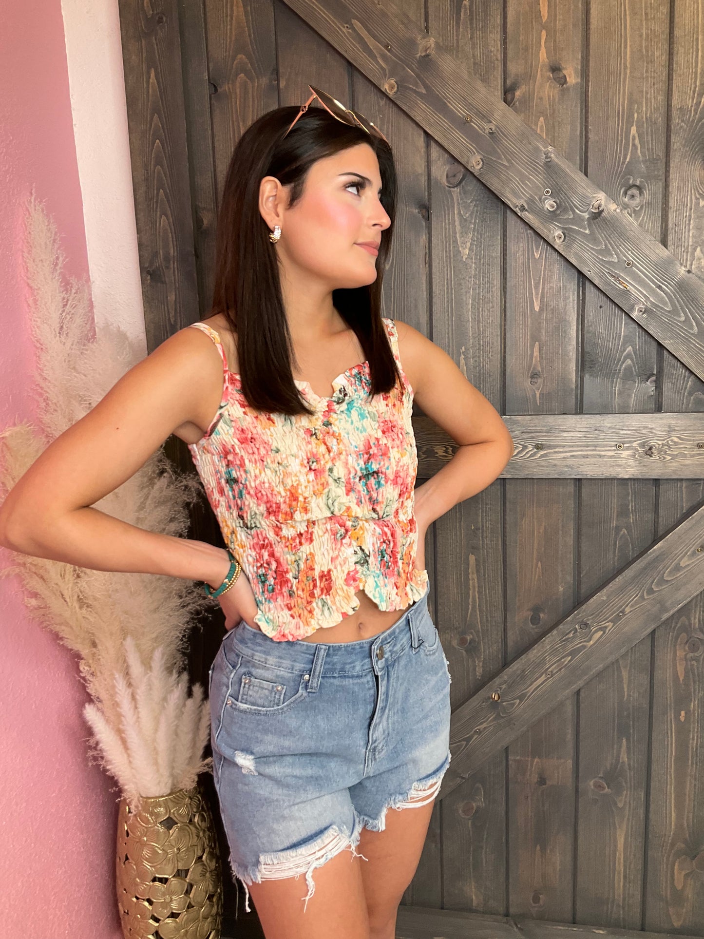 Apricot Floral Tank Top