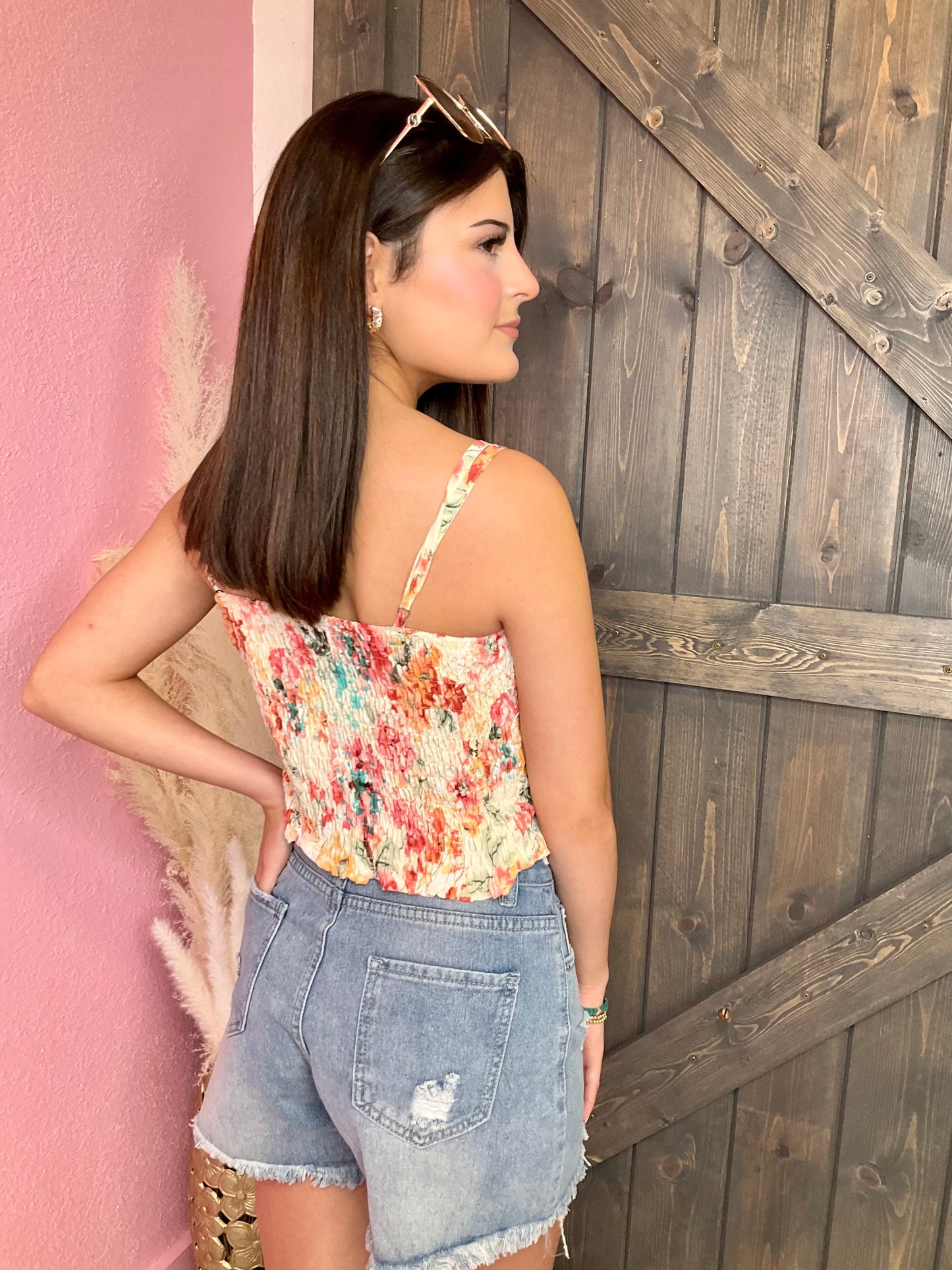 Apricot Floral Tank Top