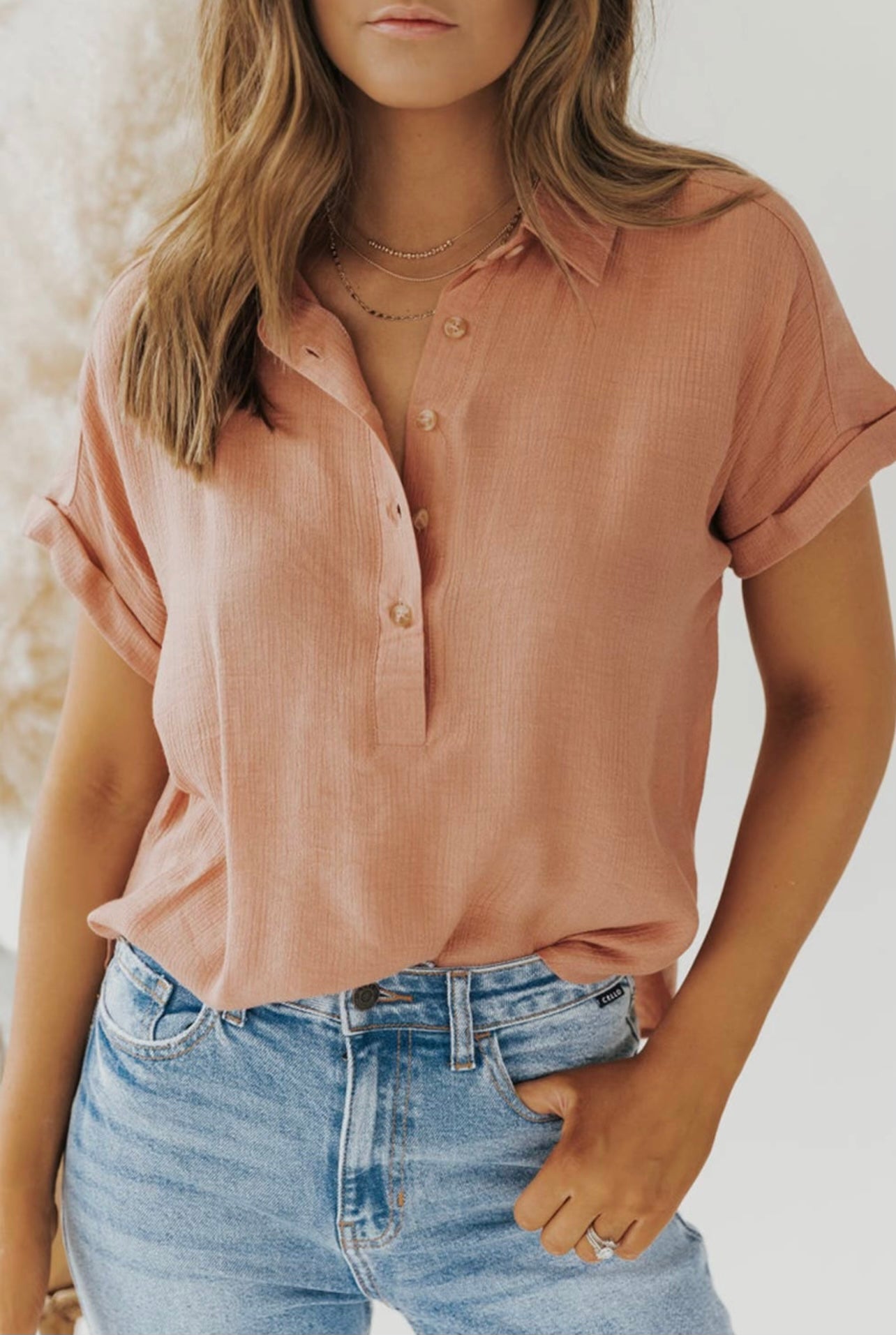 Henley Button Blouse