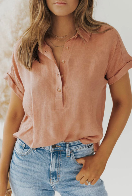 Henley Button Blouse