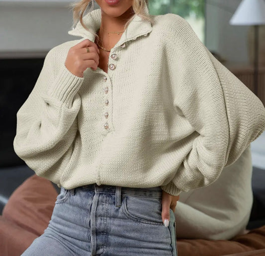 Pearl Button Dolman Sweater