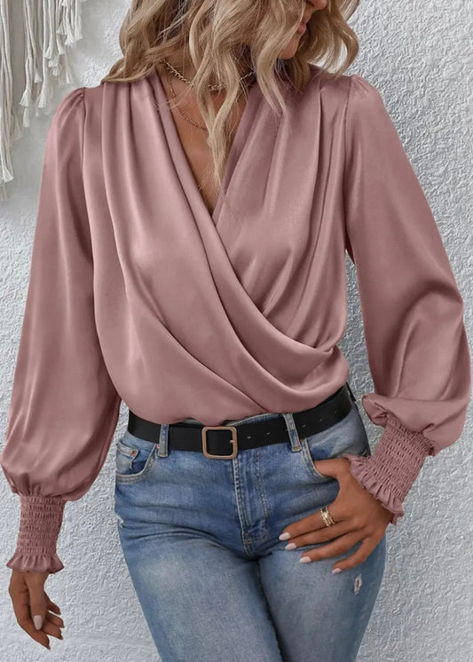 Cross Wrap Ribbed Blouse