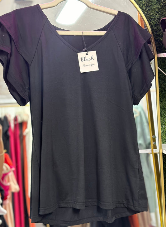 Double Layer Ruffle Sleeves Top